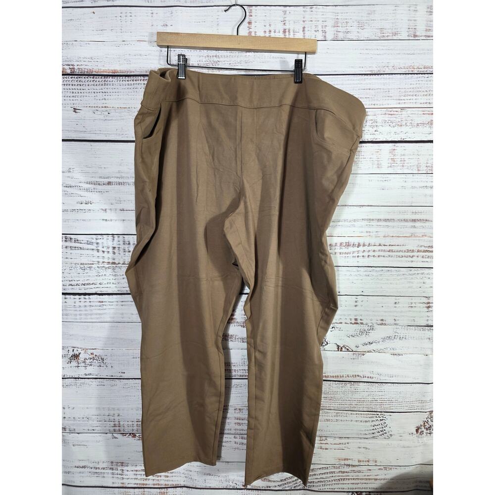 Susan Graver Weekend pull on khaki dress pants womens plus size 4XP